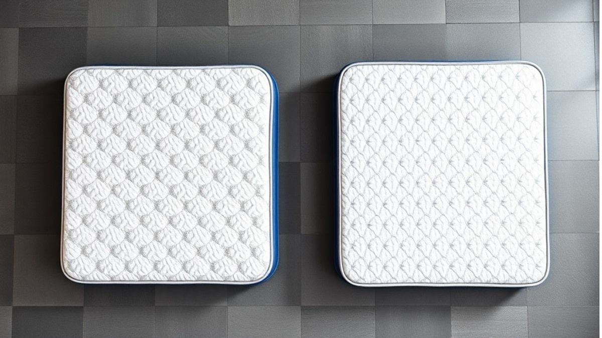 make a table comparing memory foam vs hybrid mattresses